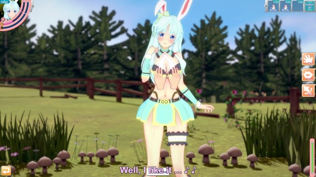 【3D】可爱的兔女郎在草地上玩耍的!