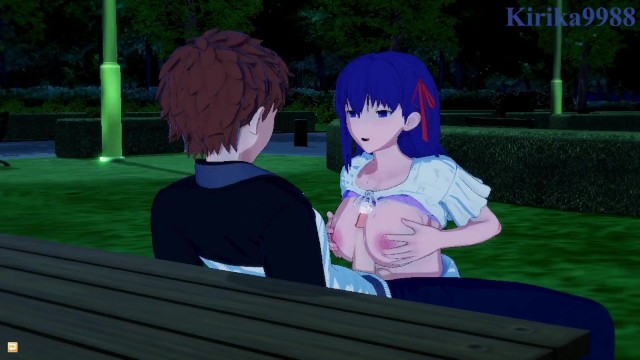 【3D】小樱和希柔晚上在公园里做爱的!